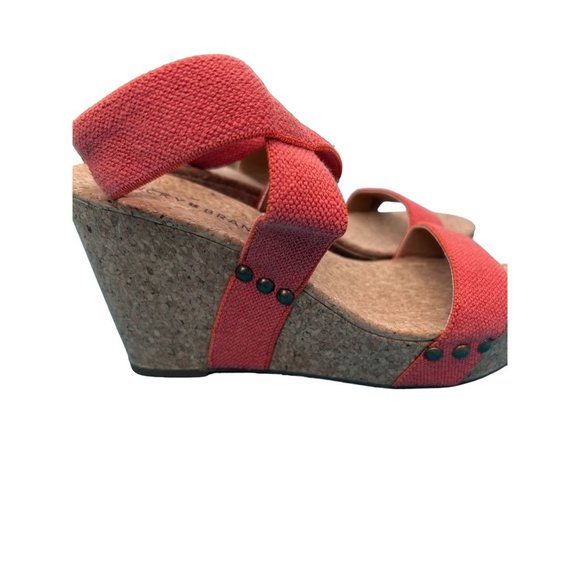 Lucky Brand Maxyne Shoes cork Wedges Orange Ankle strap size 7 NWOT - Picture 4 of 9